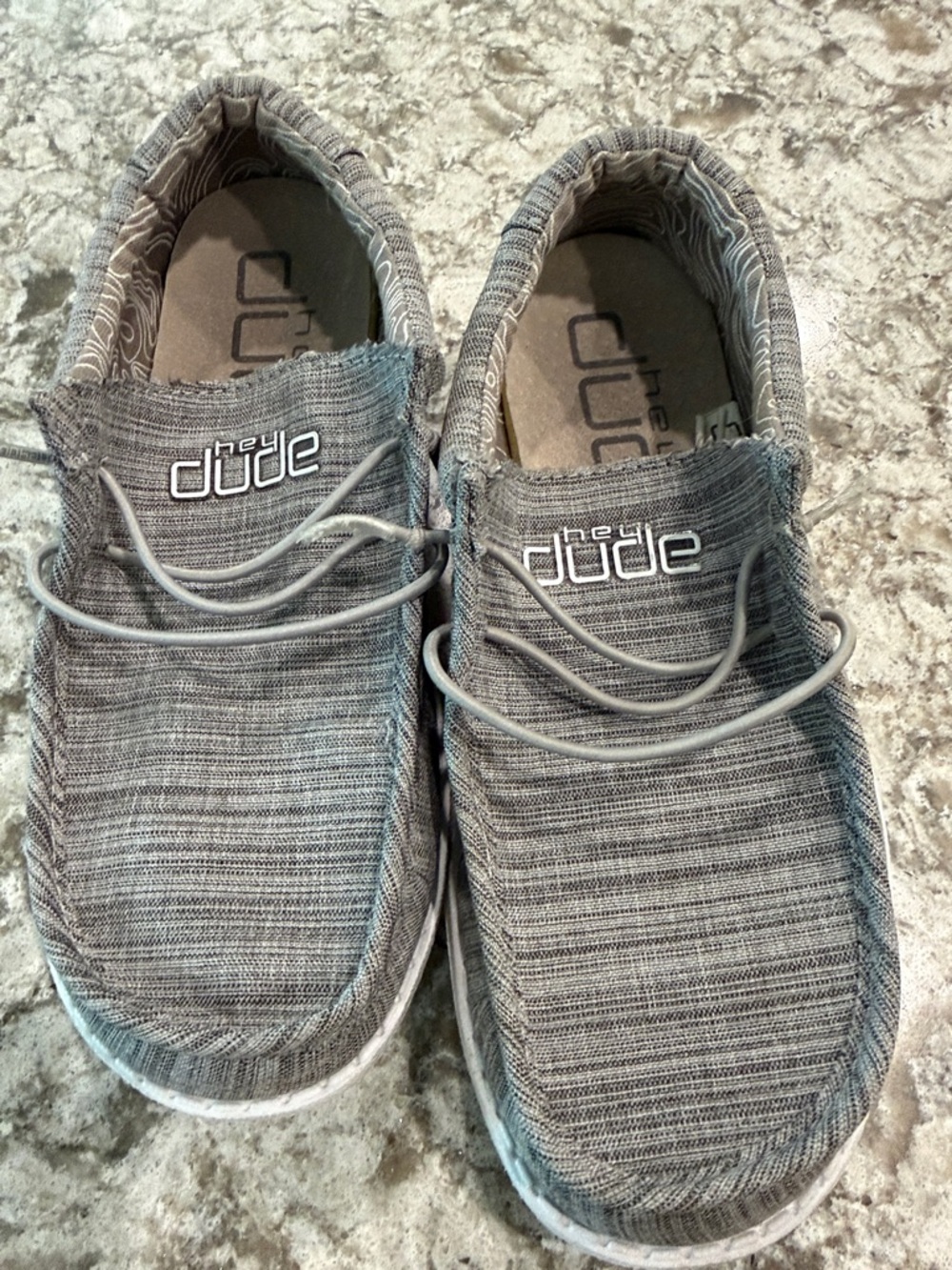 Hey Dude Gray Knit Slip-On Loafers with Elastic Cord